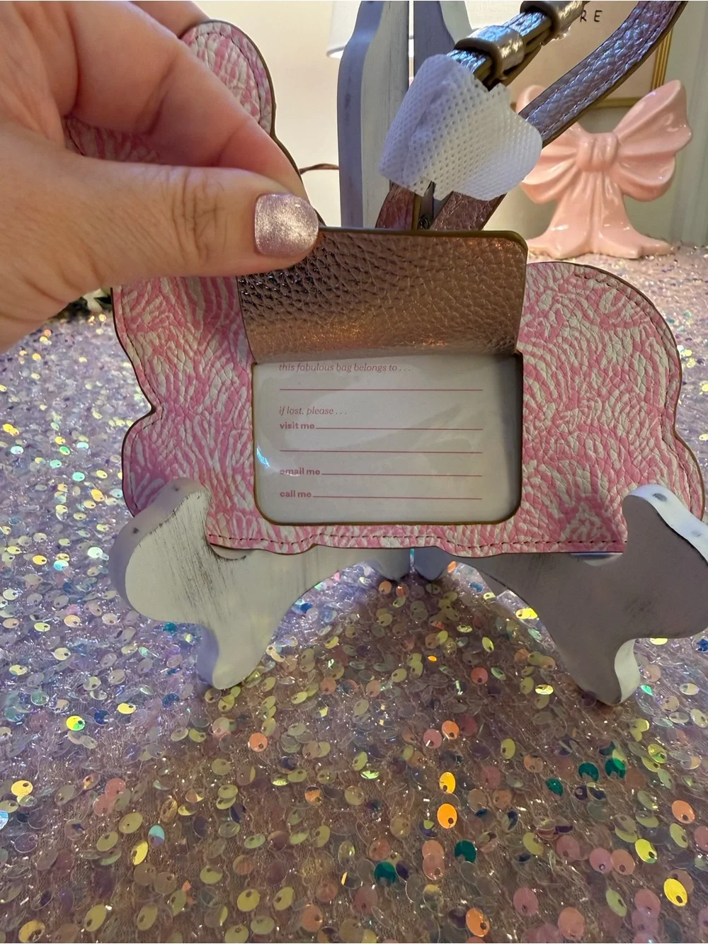 NWT Lilly Pulitzer Zebra Shaped Luggage Tag in “Conch Shell Punk Zee Bebe” 🩷
